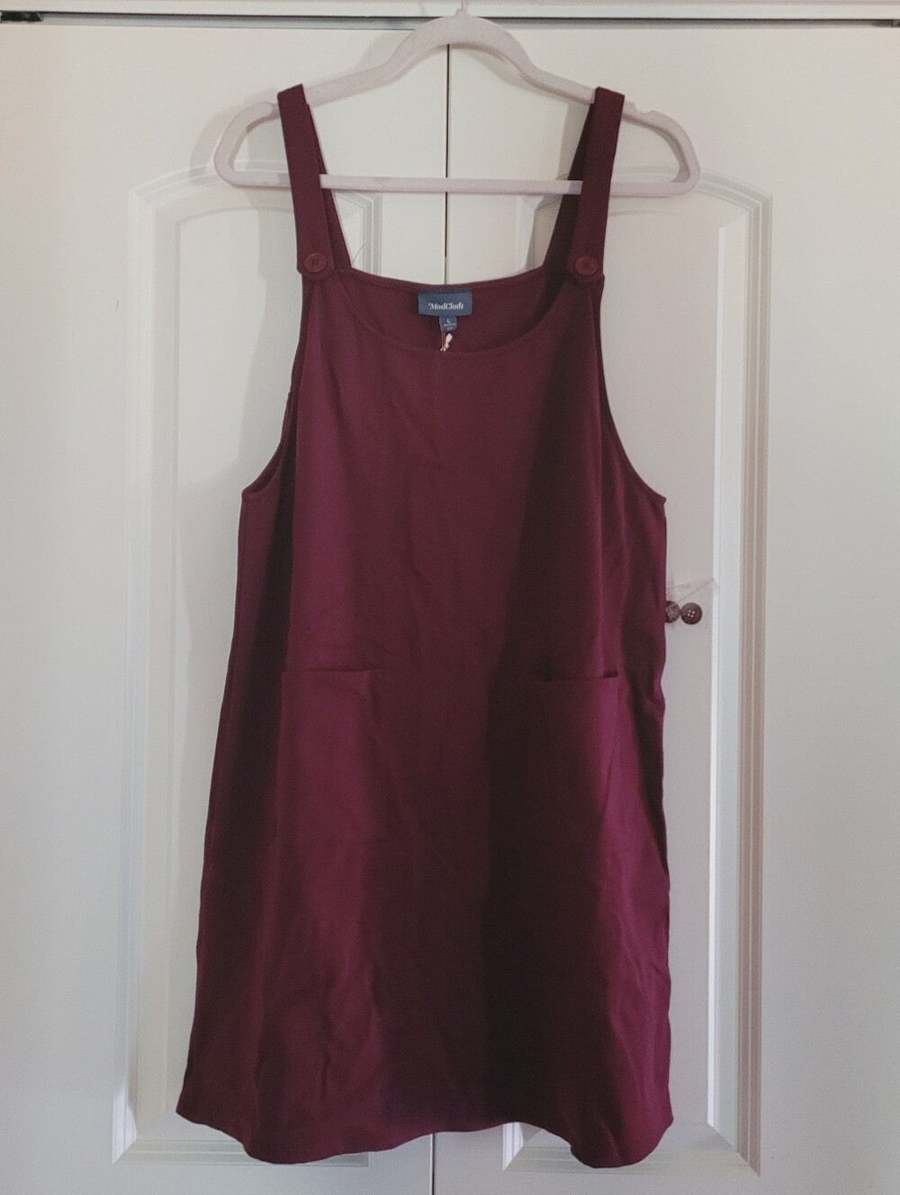 NWT Modcloth Maroon Pinafore Dress with Front Pockets